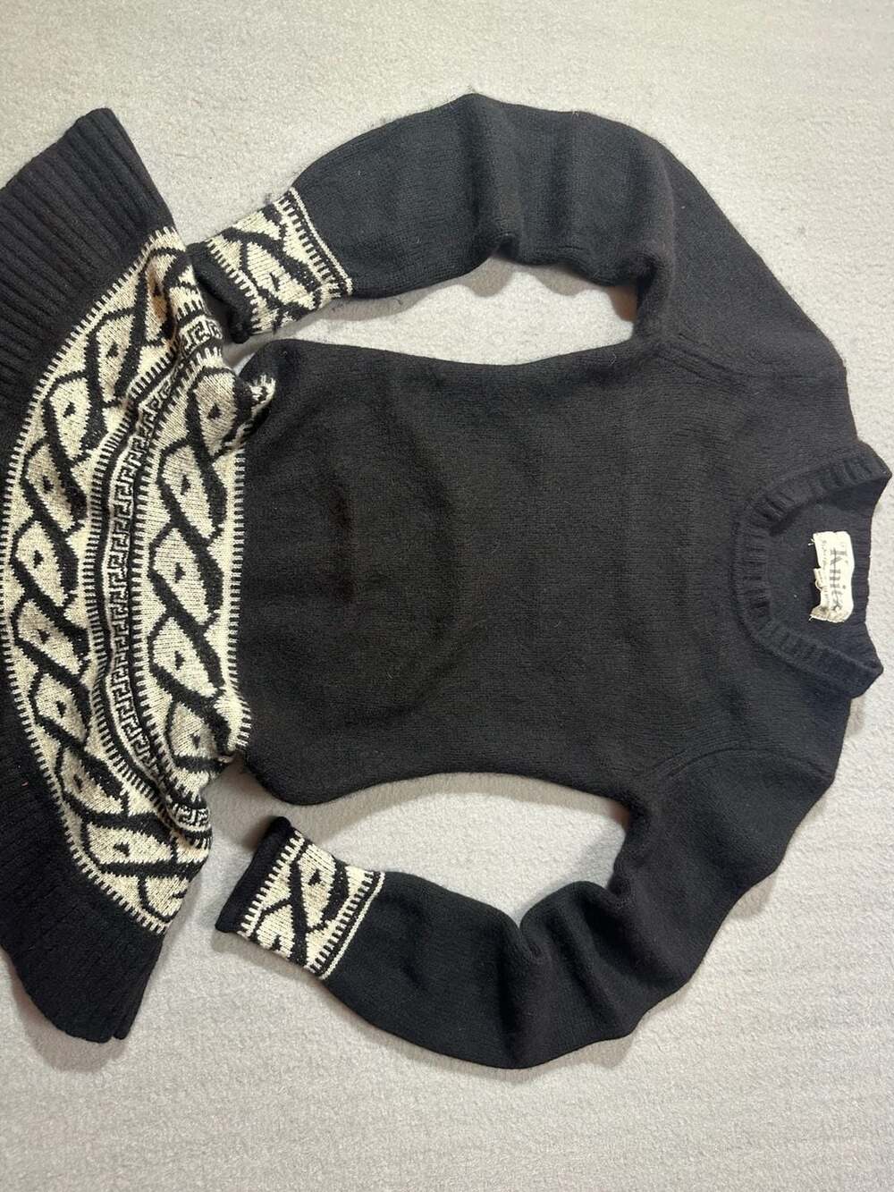 For Love & Lemons Knitz Black and White Geometric Pattern Knit Sweater dress Siz